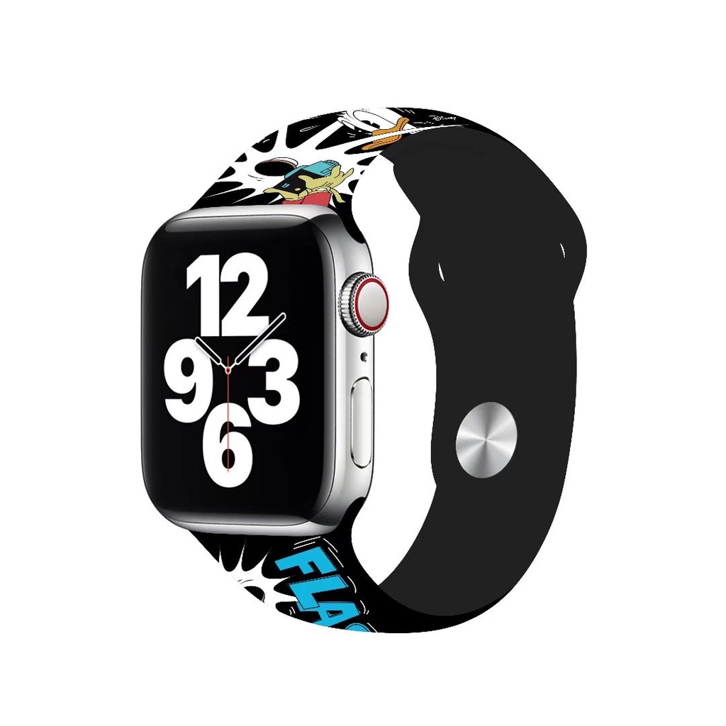 Dây Đeo Silicon Họa Tiết Vịt Donald Hoạt Hình Cho iWatch 38 40 41 42 44 45mm Series 8 7 6 SE 5 4 3 2 1