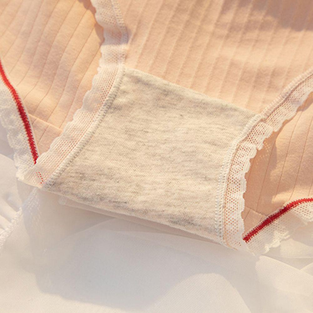 QQMALL Quần Lót Cotton Mềm Mại Đính Nơ Màu Trơn Dễ Thương Cho Nữ