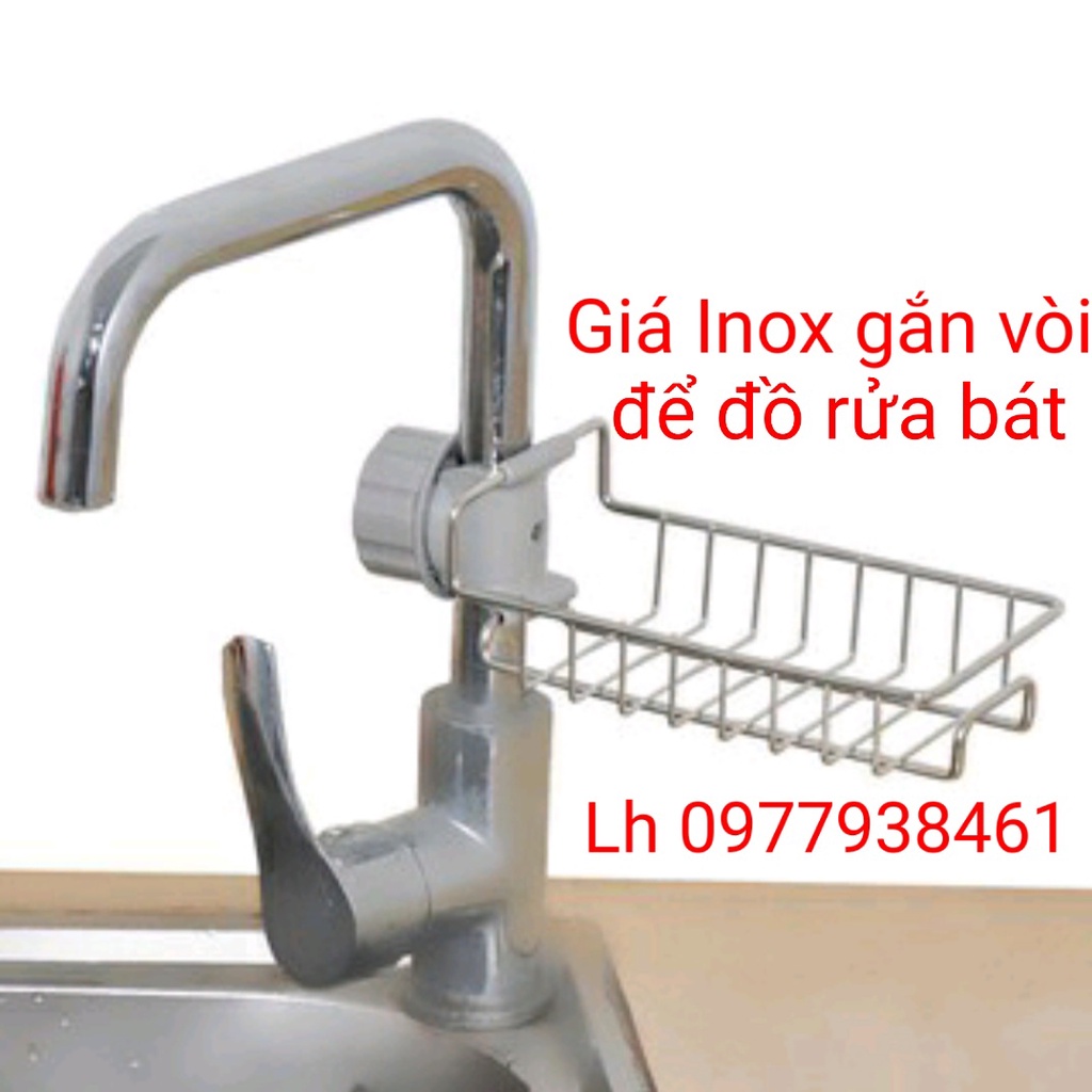 Khay Inox gắn vòi đựng đồ rửa bát , Giá Inox dán tường để đồ nhà bếp đa năng tiện lợi