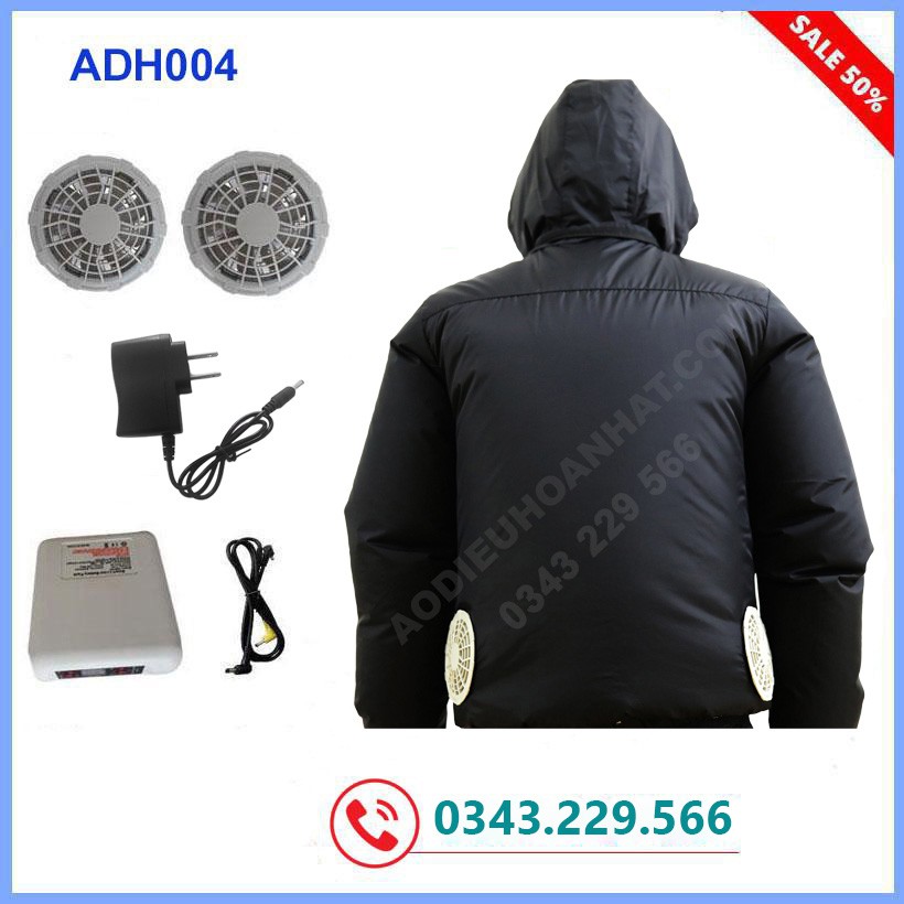 ÁO ĐIỀU HÒA QUẠT GIÓ 2 MẶT CÓ MŨ CAO CẤP CÔNG NGHỆ NHẬT BẢN