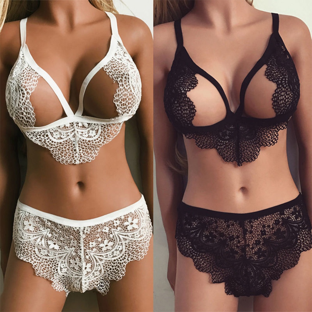 Set Áo Lót Nâng Ngực &amp; Quần Lót Nữ Họa Tiết Ren Thoải Mái Size S-XL