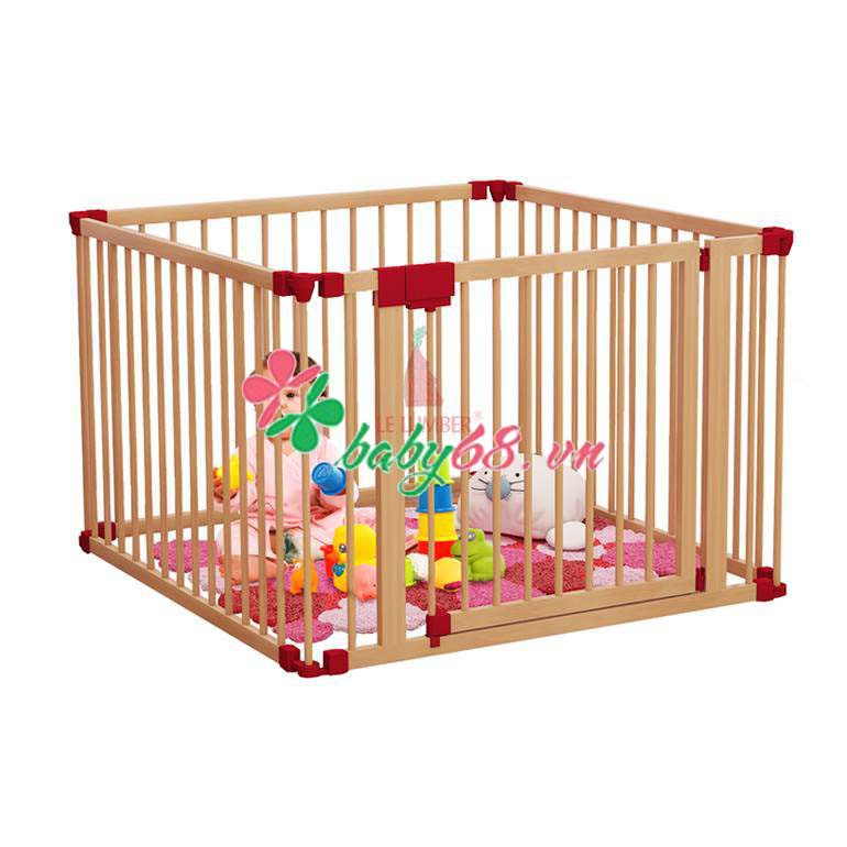 Nôi cũi gỗ cho bé Playpen 4 cánh