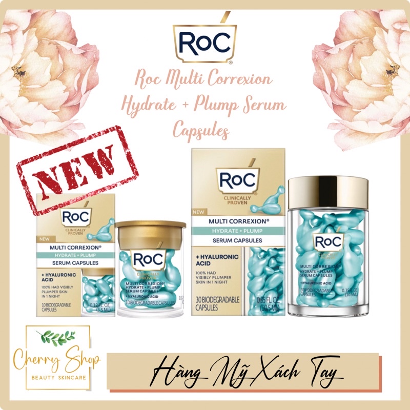 [NEW]Tinh chất làm căng da giảm nếp nhăn Roc Multi Correxion Hydrate &amp; Plump Night Serum Capsules (30 viên)