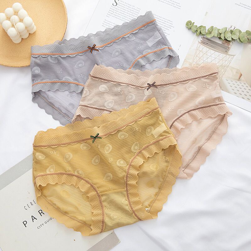 Quần Lót Ren viền sóng có nơ nhỏ ở giữa mặc thoáng mát tôn dáng mẫu A47