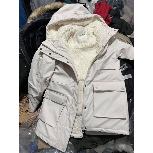 Áo khoác da parka trắng pullbear