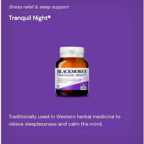 Viên uống hỗ trợ giấc ngũ sảng khoái tinh thần - Blackmores Tranquil Night Sleep Support Vitamin 60 viên [Hàng chuẩn Úc]