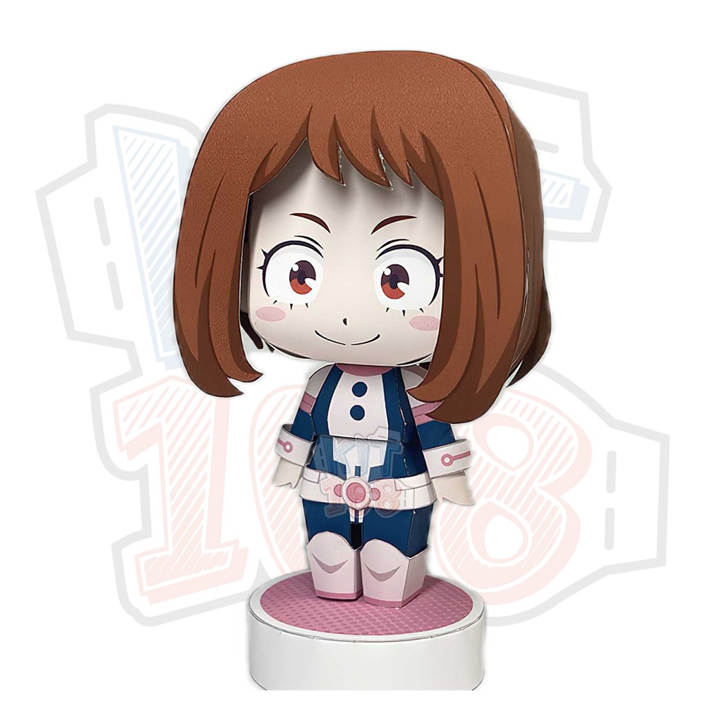 Mô hình giấy Anime Chibi Uraraka Ochako ver 3 - My Hero Academia + kit hộp trang trí