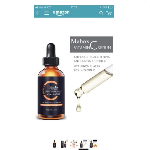 Serum Diện DI Trắng Da Vitamin C Mabox 20% 30ml