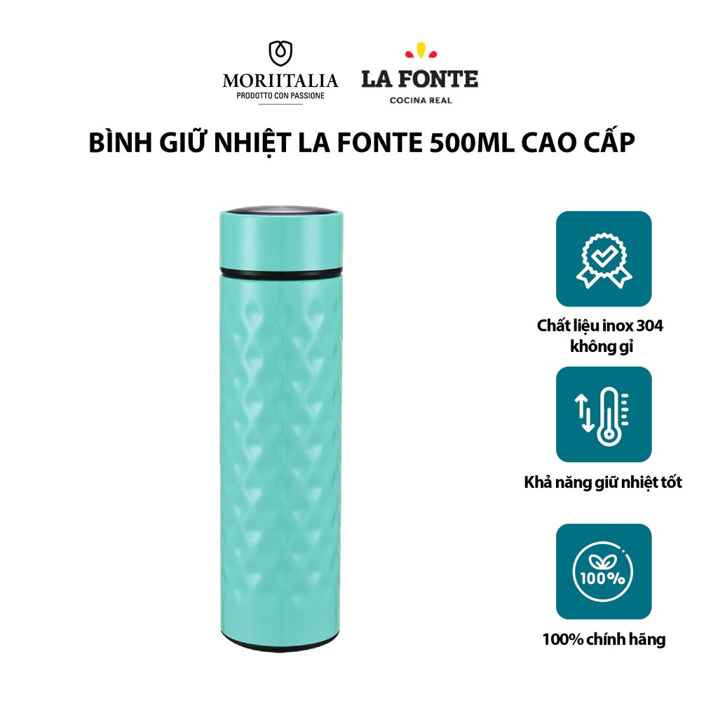 [Mã BMBAU50 giảm 7% đơn 99K] Bình giữ nhiệt La Fonte cao cấp giữ nhiệt lâu chính hãng Moriitalia 180718