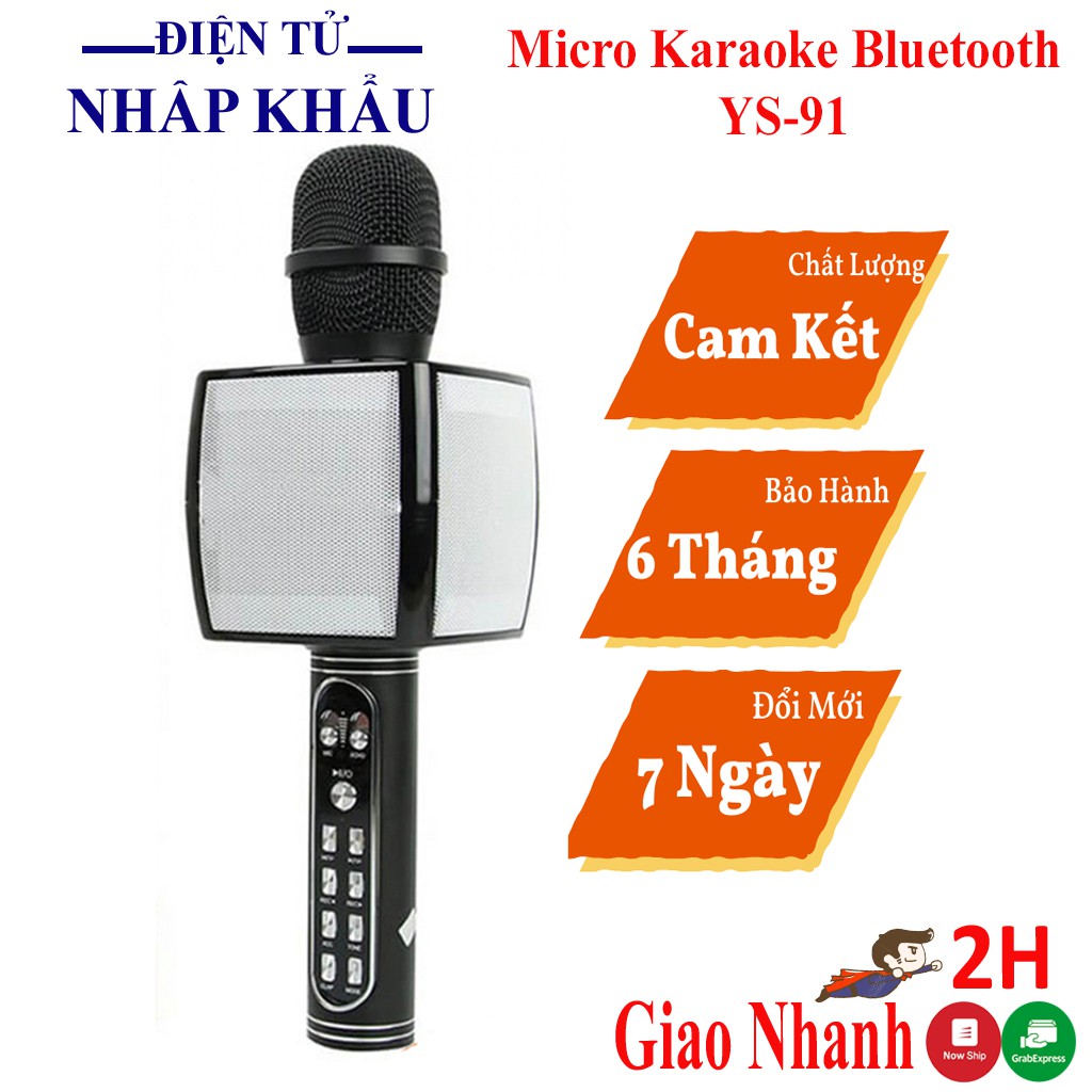 Micro Karaoke Bluetooth Hát Karaoke YS-91 Cực Bắt Giọng, Loa Bass Siêu Hay, Âm Thanh Lớn.