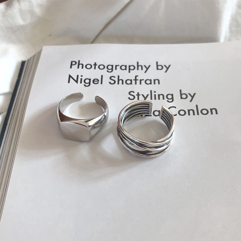 Nhẫn xoắn 2 tầng thiết kế đơn giản phong cách cổ điển hip hop