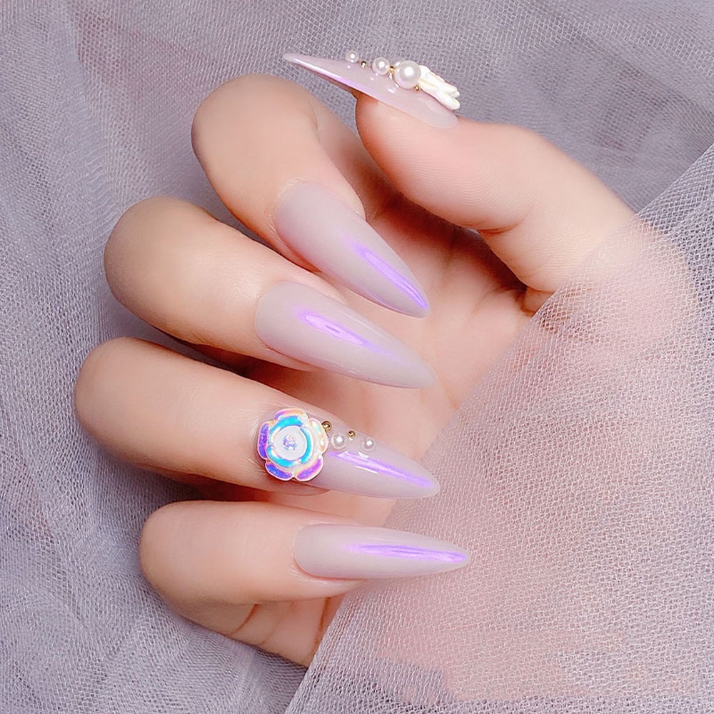 Phụ Kiện Trang Trí Móng Tay Hình Hoa Hồng 3D Bằng Nhựa Resin Màu Trắng Laser Diy