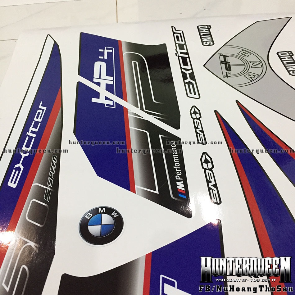 Tem rời dán xe Exciter 150 màu đen. Chủ đề HP4, decal cao cấp không bay màu