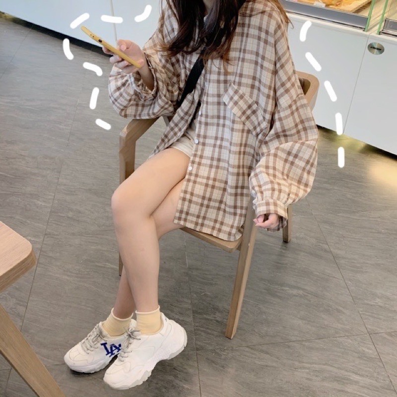 Áo Sơ Mi Thô Tay Đèn Lồng ( hình thật/ sẵn)