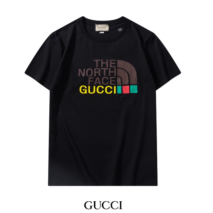 Áo Thun Cotton Tay Ngắn In Chữ Gucci The North Face Thời Trang Cho Nam Và Nữ