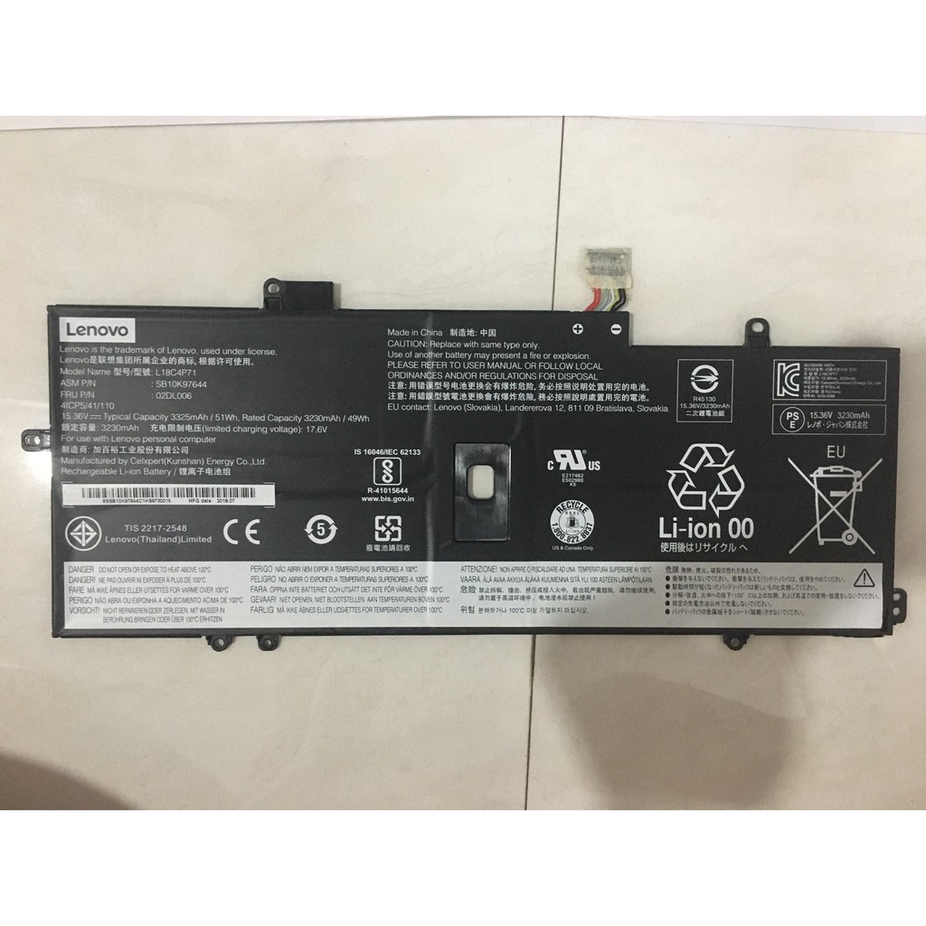 Cell Pin Lithium Polymer Pin latop Lenovo 4 cell 106x39x5 3230mAh L18C4P71