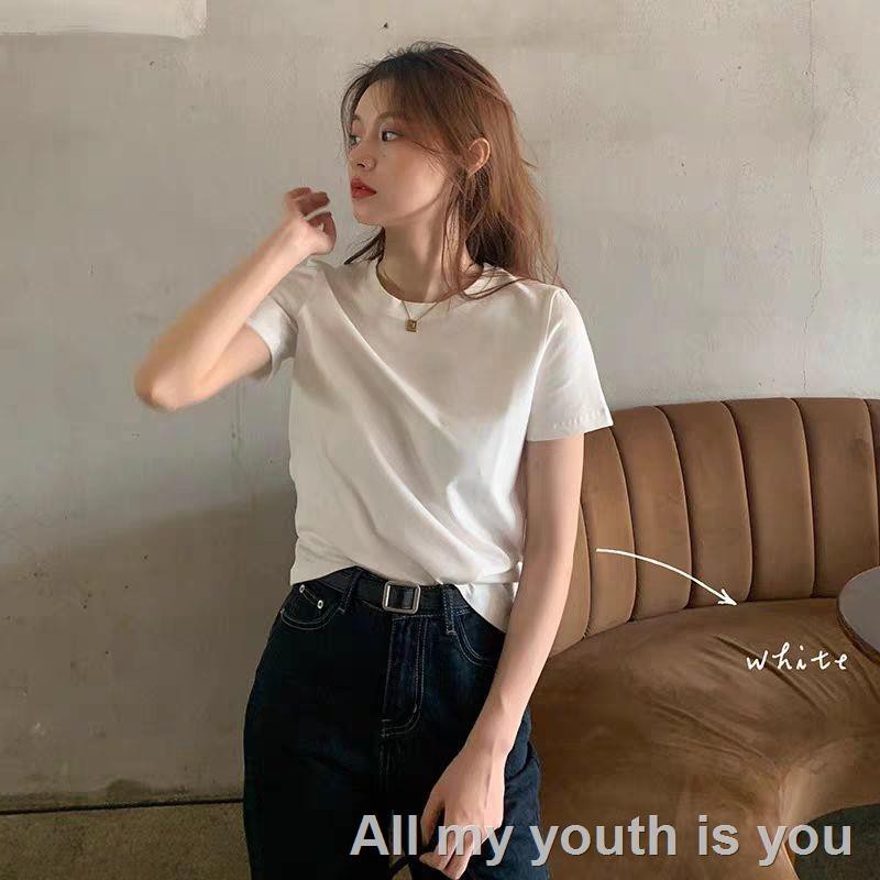 [Spot real shot 💕]áo sơmi nữ♀▥◑T-shirt female spring, autumn and winter sanding, heavy industry, hot drilling, short-sleeved bottoming, Korean style trendy loose half-sleeved top