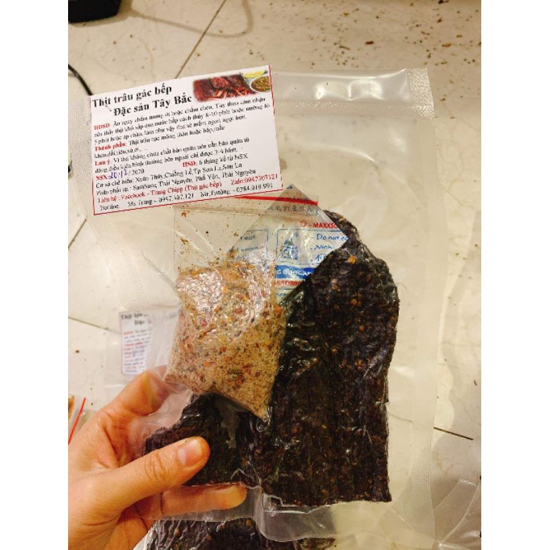 0.5kg- Thịt trâu gác bếp (đặc sản Tây Bắc) kèm chấm | BigBuy360 - bigbuy360.vn