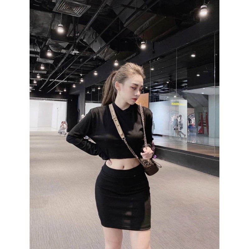 Set Croptop tay dài