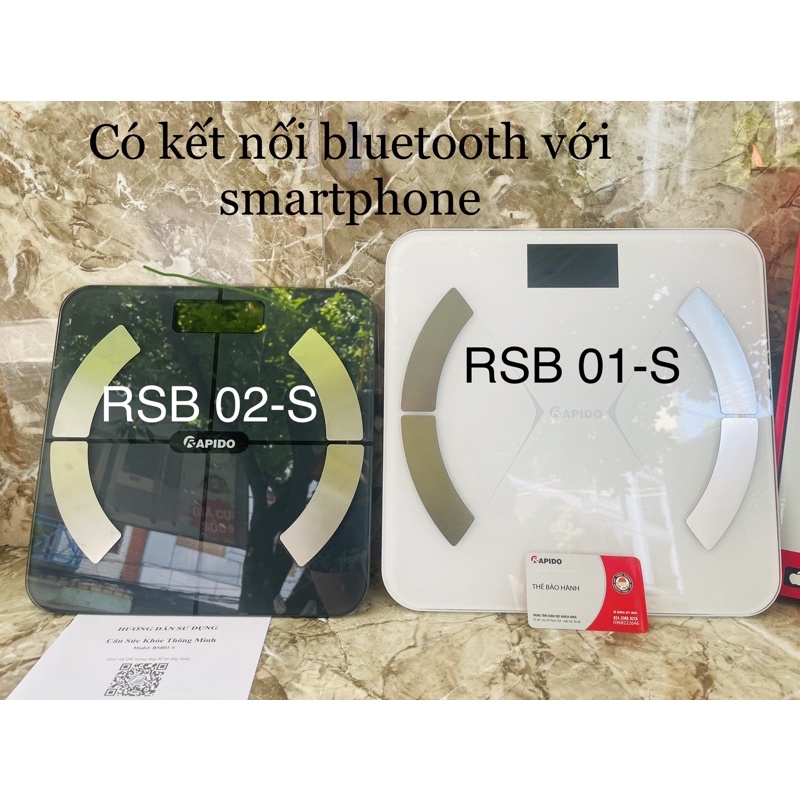 Cân sức khỏe phân tích 11 chỉ số cơ thể, có kết nối Bluetooth với app trên điện thoại RAPIDO RSB01-S