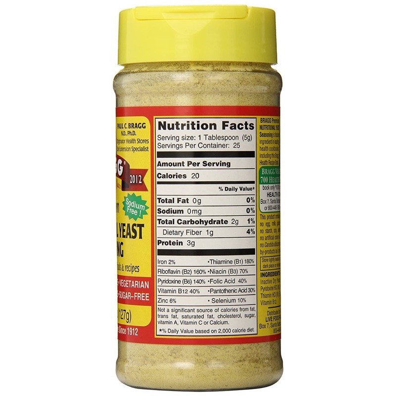 Men dinh dưỡng Bragg Nutritional Yeast 127g hàng Mỹ