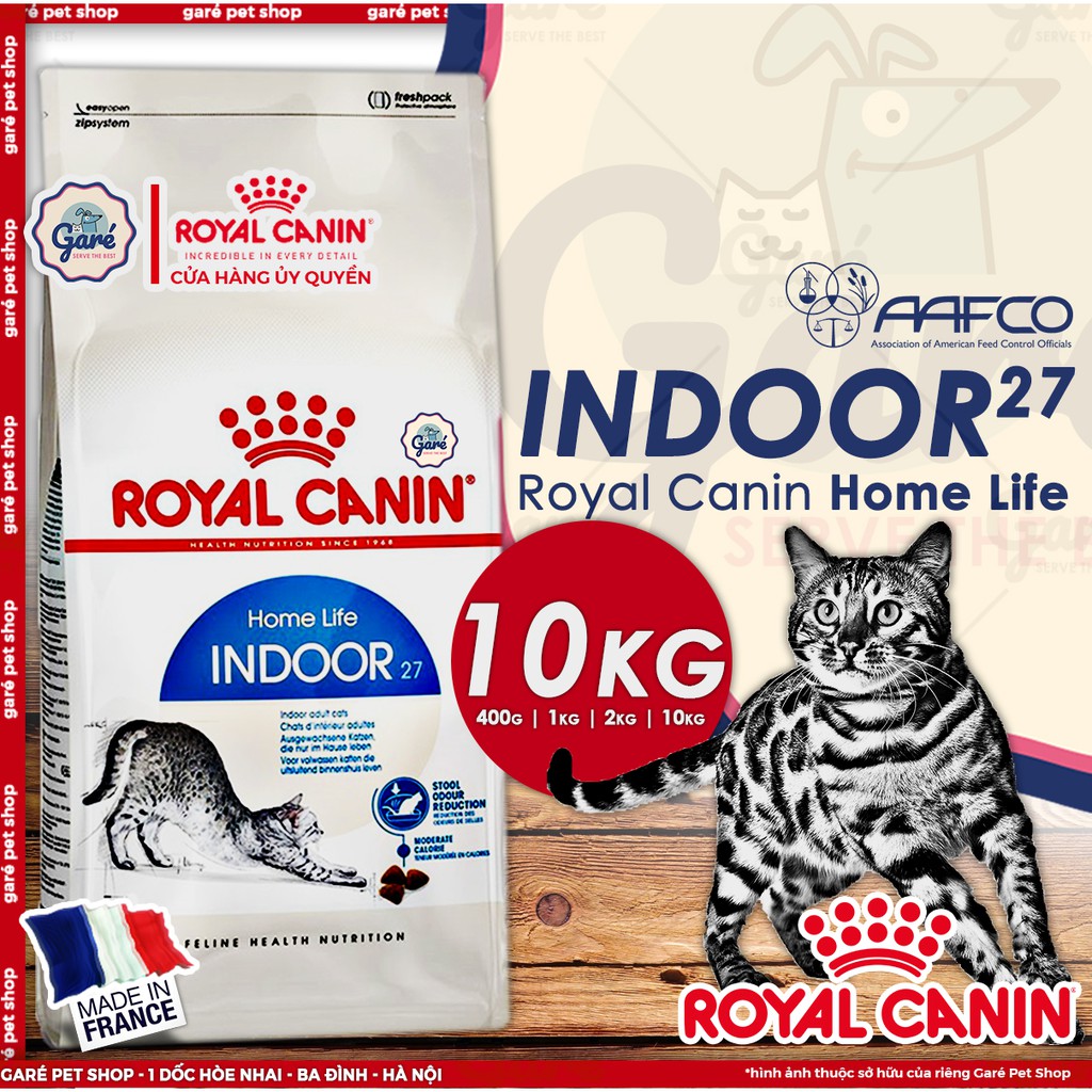 10kg - Hạt Indoor 27 Royal Canin dành cho Mèo trên 12 tháng tuổi môi trường ít vận động