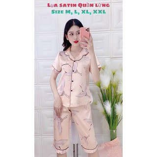 Đồ bộ pijama lụa satin lửng hạt nữ