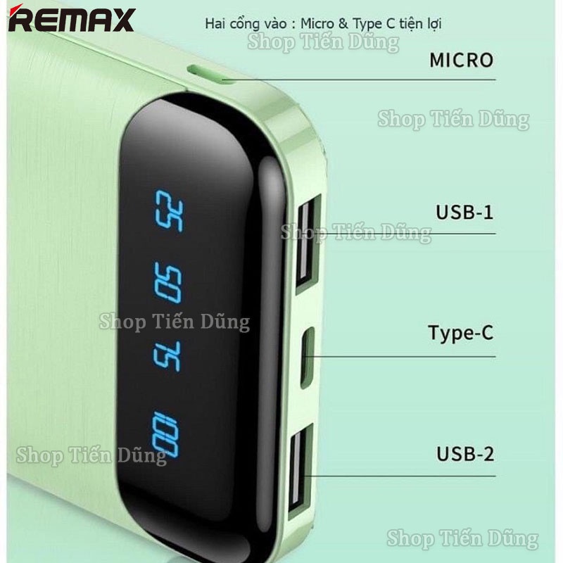 Pin Sạc Dự Phòng Remax RPP-195 20000mAh Led Display, 2 cổng input / output Với Các Màu Thời Trang Chính Hãng