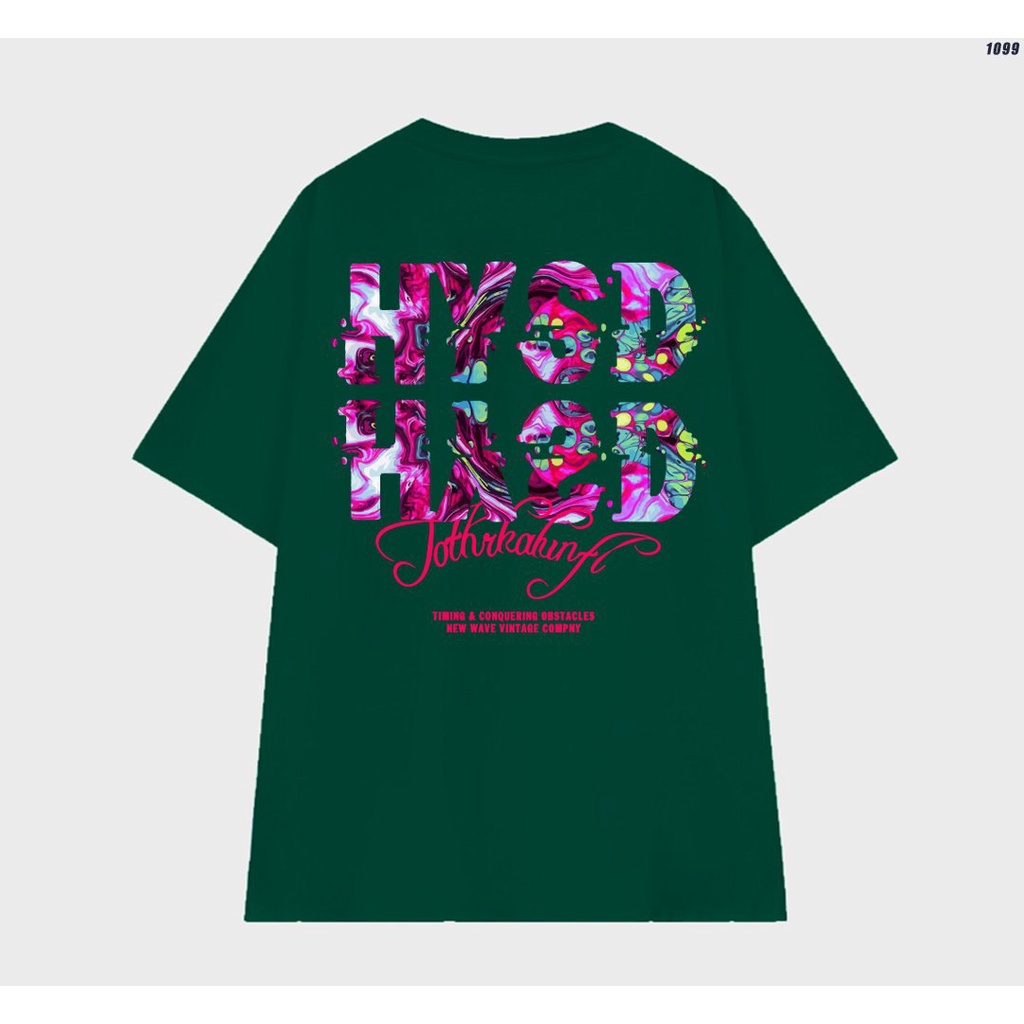 Áo thun unisex form rộng nam nữ tay lỡ HYSD hoa 1099