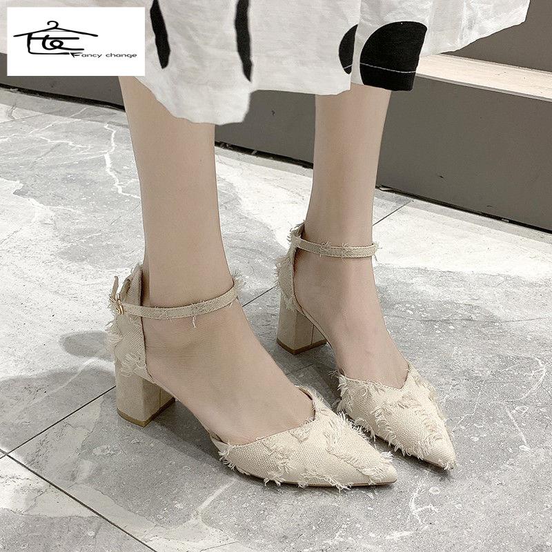 Giày Cao Gót Mũi Nhọn Phong Cách Hàn Quốc Thời Trang Xuân Hè Cho Nữ 2022