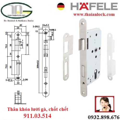 Thân khóa Hafele 911.03.514