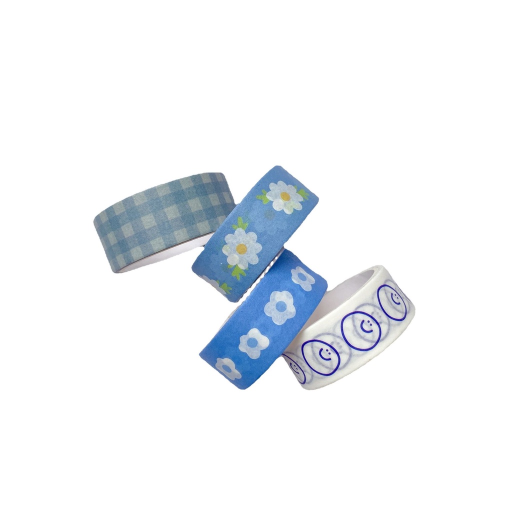 Cuộn băng keo giấy washi họa tiết hoạt hình nhiều màu sắc trang trí sổ tay DIY