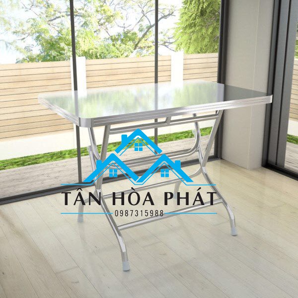 Bàn inox sus 201, vuông 70*120 cm - Nội Thất Tân Hòa Phát