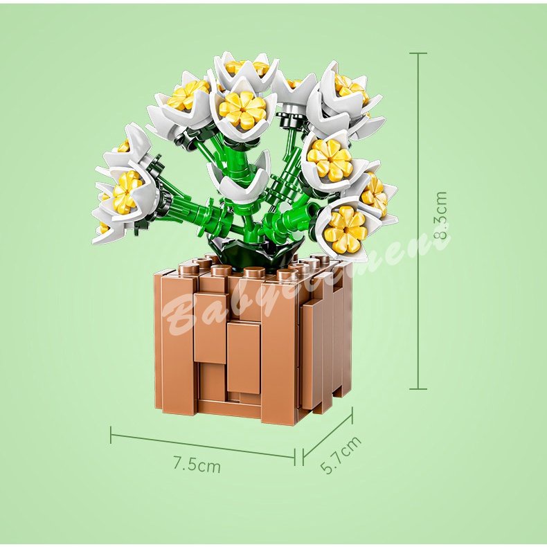 Mới Các Loài Xương Rồng Khối Xây Dựng Túi Ngôi Sao Màu Xanh Băng Trái Tim Vườn Lãng Mạn DIY Mô Hình Viên Gạch Trẻ Em Bộ Bộ Dụng Cụ Đồ Chơi