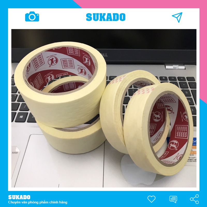 Băng keo giấy 2.4cm - 4.8cm dày dùng để ghi chú, dán viền, bản vẽ SUKADO
