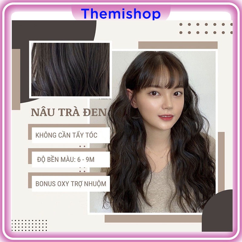 Thuốc Nhuộm Tóc Nâu Trà Đen | Lên Từ Nền Đen Không Cần Tẩy Tặng Oxy Trợ Nhuộm Găng Tay, Mũ Ủ