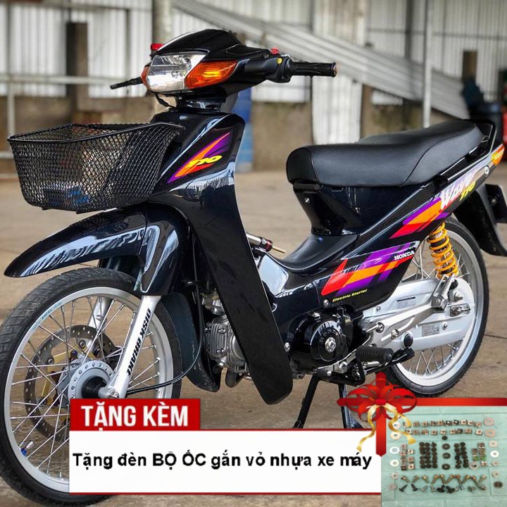 Dàn áo xe Wave Alpha, Wave zx, Wave 110 đời 2002-2006 dòng pha 2 bóng, nhựa ABS nguyên sinh màu ĐEN, tặng kèm bộ ốc
