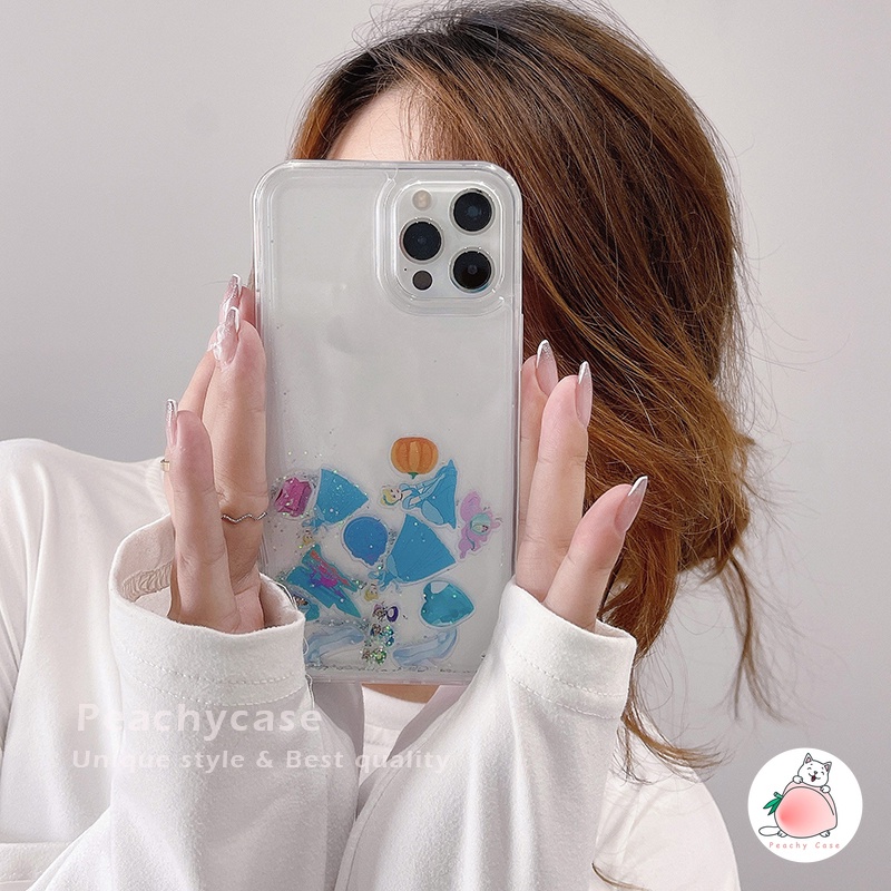 Ốp Điện Thoại PC Cứng Phối Kim Tuyến Nước Cho IPhone 13 12 Pro Max 11 Xr 7plus 6 8 7 Plus Xs Max X