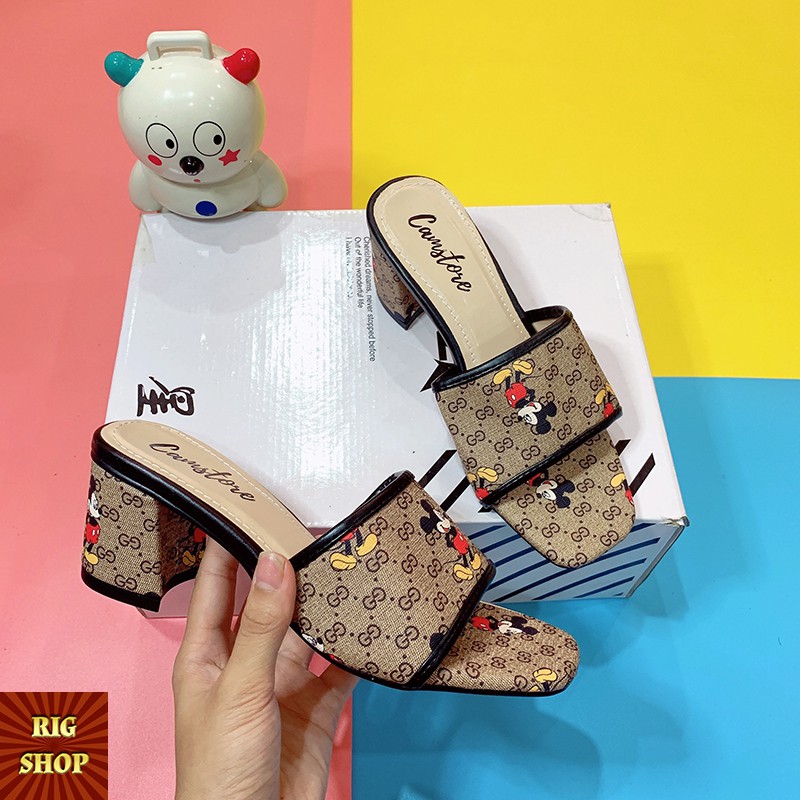[ẢNH THẬT] GIÀY CAO GÓT ĐẾ CAO 5P HÌNH CHUỘT MICKEY ĐẾ 5P - D5
