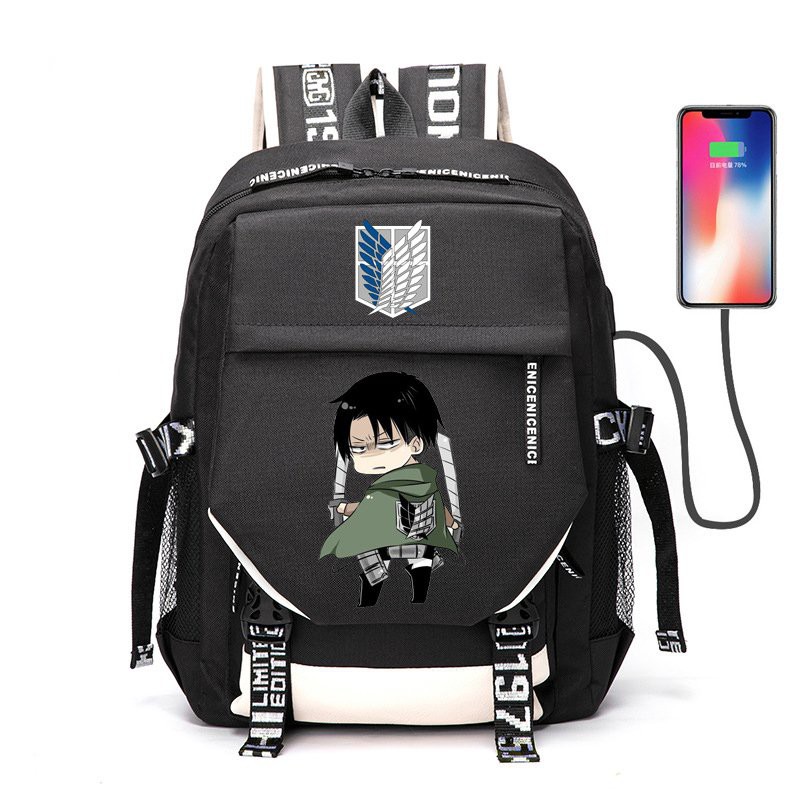 Balo Khóa Trắng Vát ĐẠI CHIẾN TITAN Attack On Titan anime chibi đi học cặp sách tiện lợi