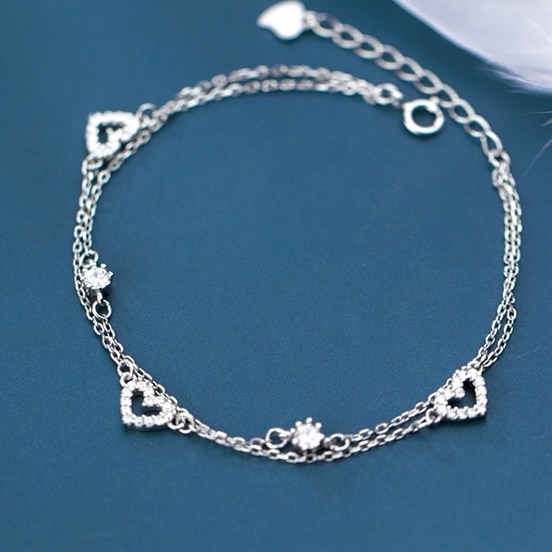 Lắc tay bạc Tiệm bạc 21 Centimeters Kép Sweet Heart