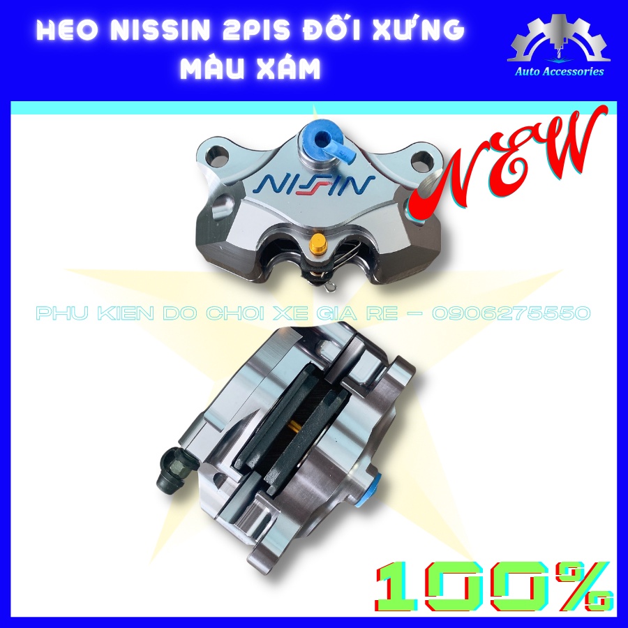 Heo Dầu Trước Nissin 2piston đối xứng Kèm Pát CNC Pát Trước xe AB Vario Vision Click Mio Luvias Xìpo Nouvo Sonic đĩa ZIN