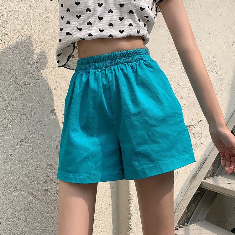 Quần Short Lưng Thun Ống Rộng Lưng Cao Co Giãn Mẫu Mới Mùa Hè Phong Cách Hàn Quốc Cho Nữ