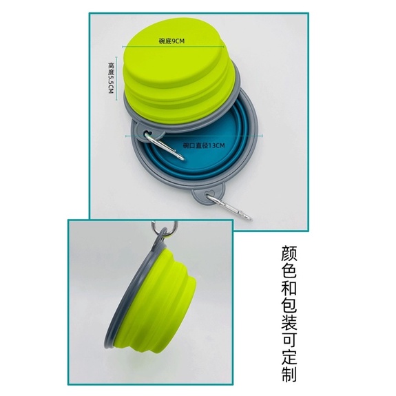 Chén xếp du lịch dành cho thú cưng - kèm móc treo