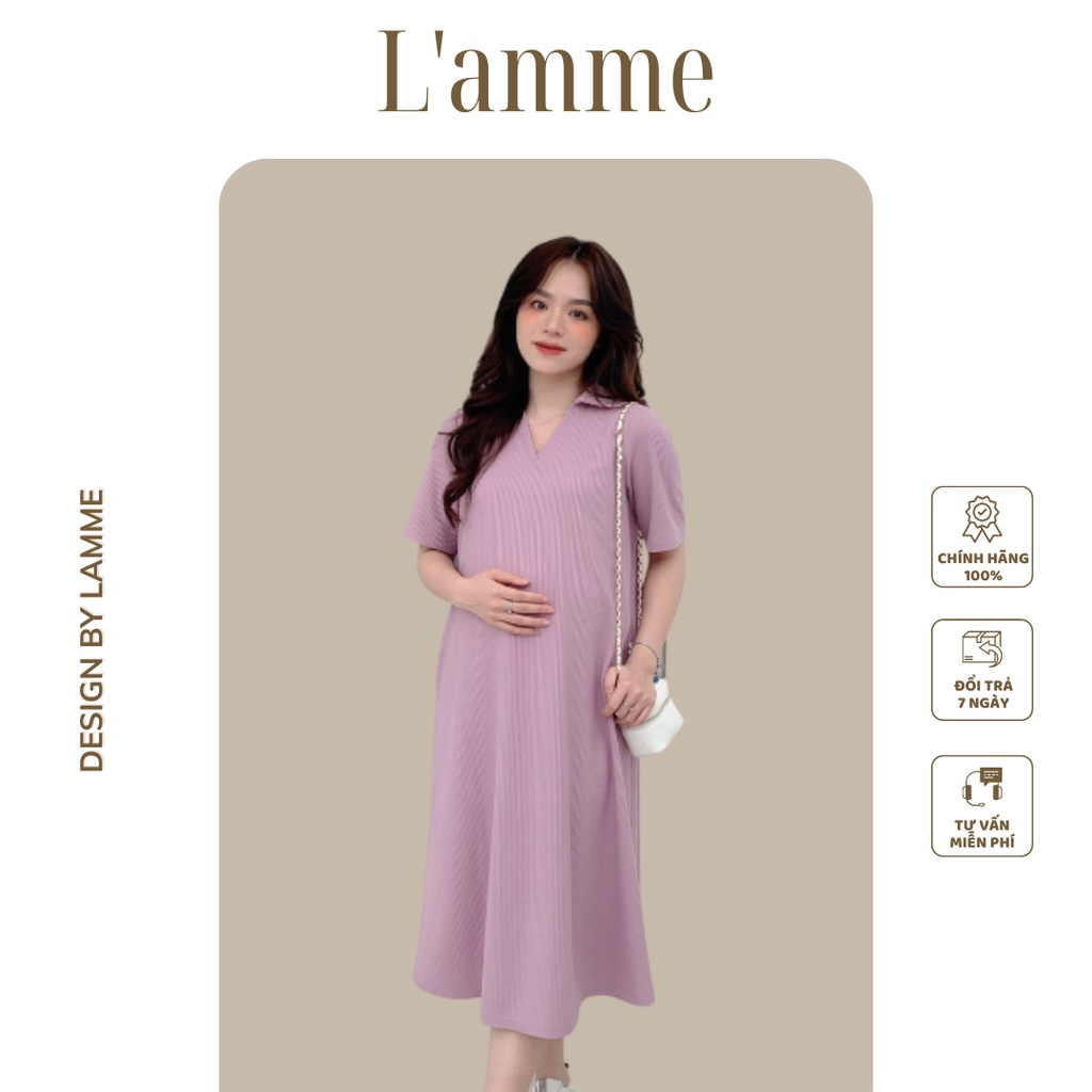 Váy bầu Rika Dress cổ polo dáng basic dễ mix match đồ thiết kế bởi LAMME