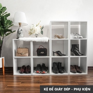 Tủ sách 2 tầng kệ giày trang trí kệ đa năng tiện dụng sang trọng lắp ghép SenDecor