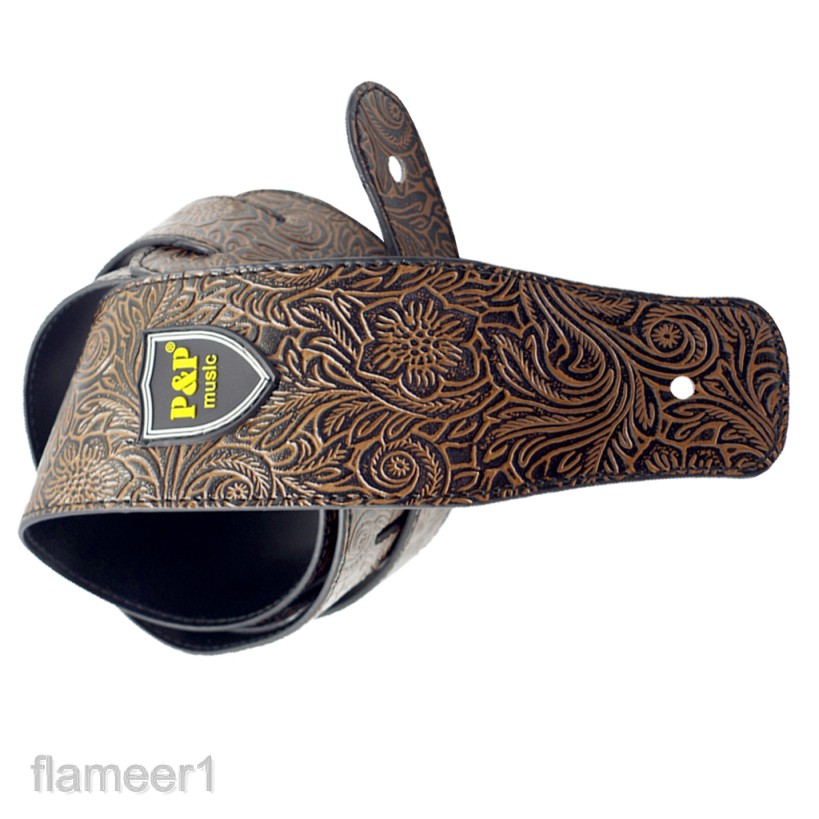 Dây Đeo Bằng Da PU Bền Bỉ Dành Cho Đàn Guitar Bass Flameame1