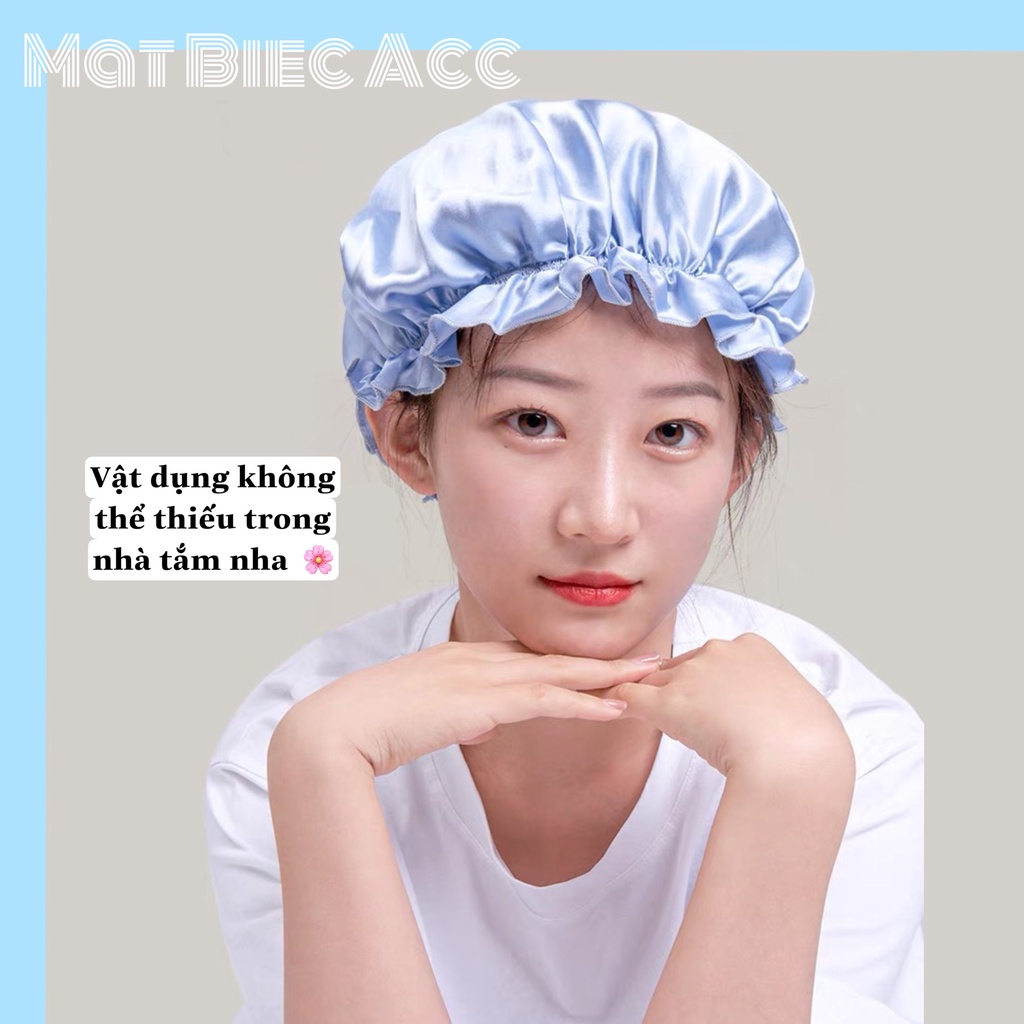 Mũ Trùm Đầu Tắm, Ủ Tóc Lụa 2 Lớp Cao Cấp Chống Nước SP0074