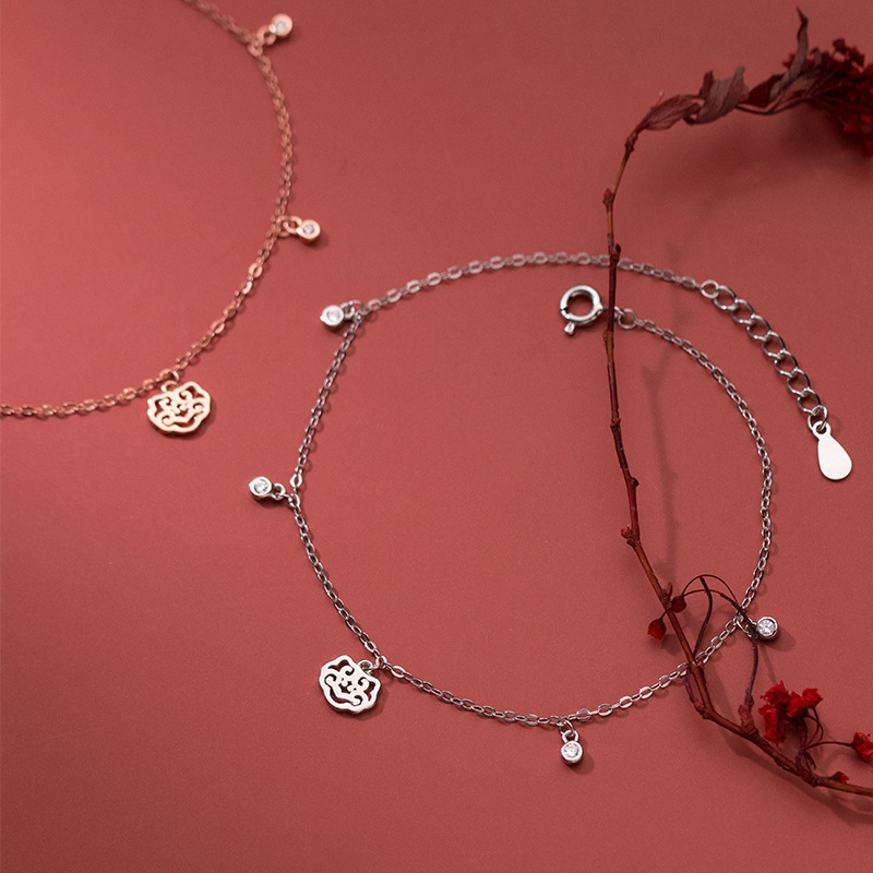 Lắc Chân Bạc 925 Đính Đá Kim Cương Phong Cách Retro Đơn Giản Cho Nữ S4455 | BigBuy360 - bigbuy360.vn