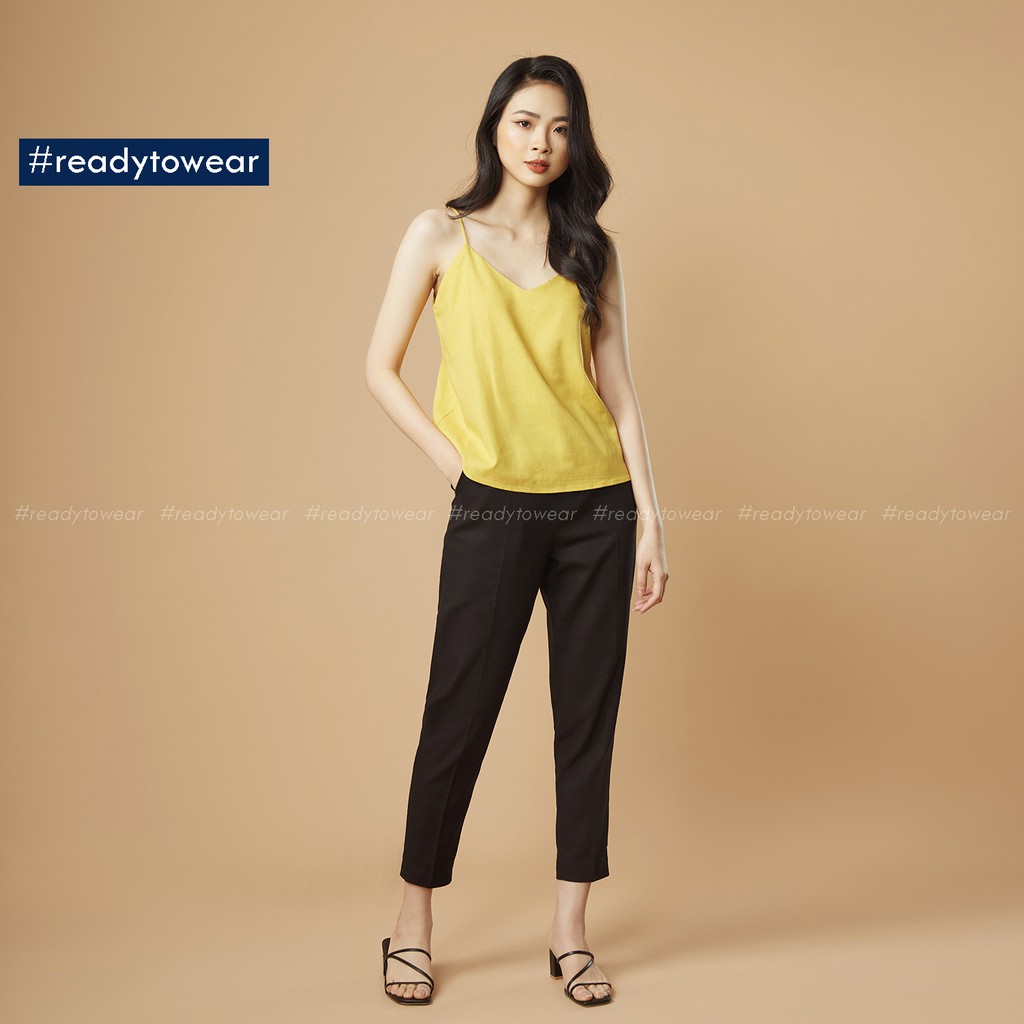 Quần baggy cạp cao nữ công sở vải đũi linen pants màu đen be nâu pastel Q02 | BigBuy360 - bigbuy360.vn